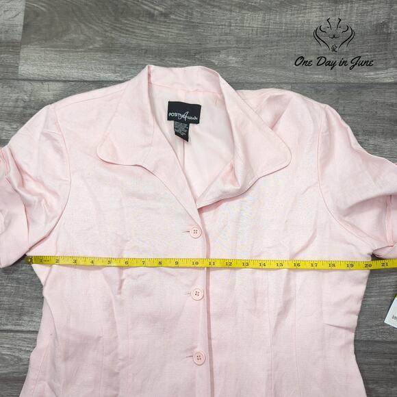 Positive Attitude Button Front Short Sleeve Linen Midi Dress Size 14 - Picture 5 of 7